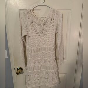 Abercrombie & Fitch Cream Long Sleeve Knit Dress